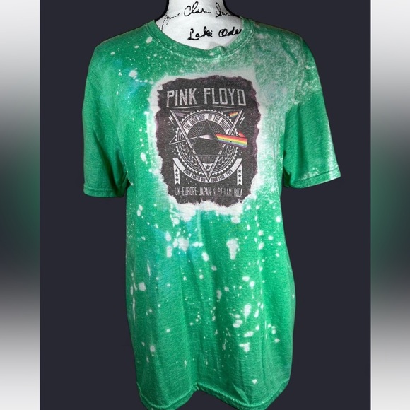 Pink Floyd Other - Pink Floyd Dark Side Of the Moon‎ Green Graphic T-Shirt Acid Wash Small